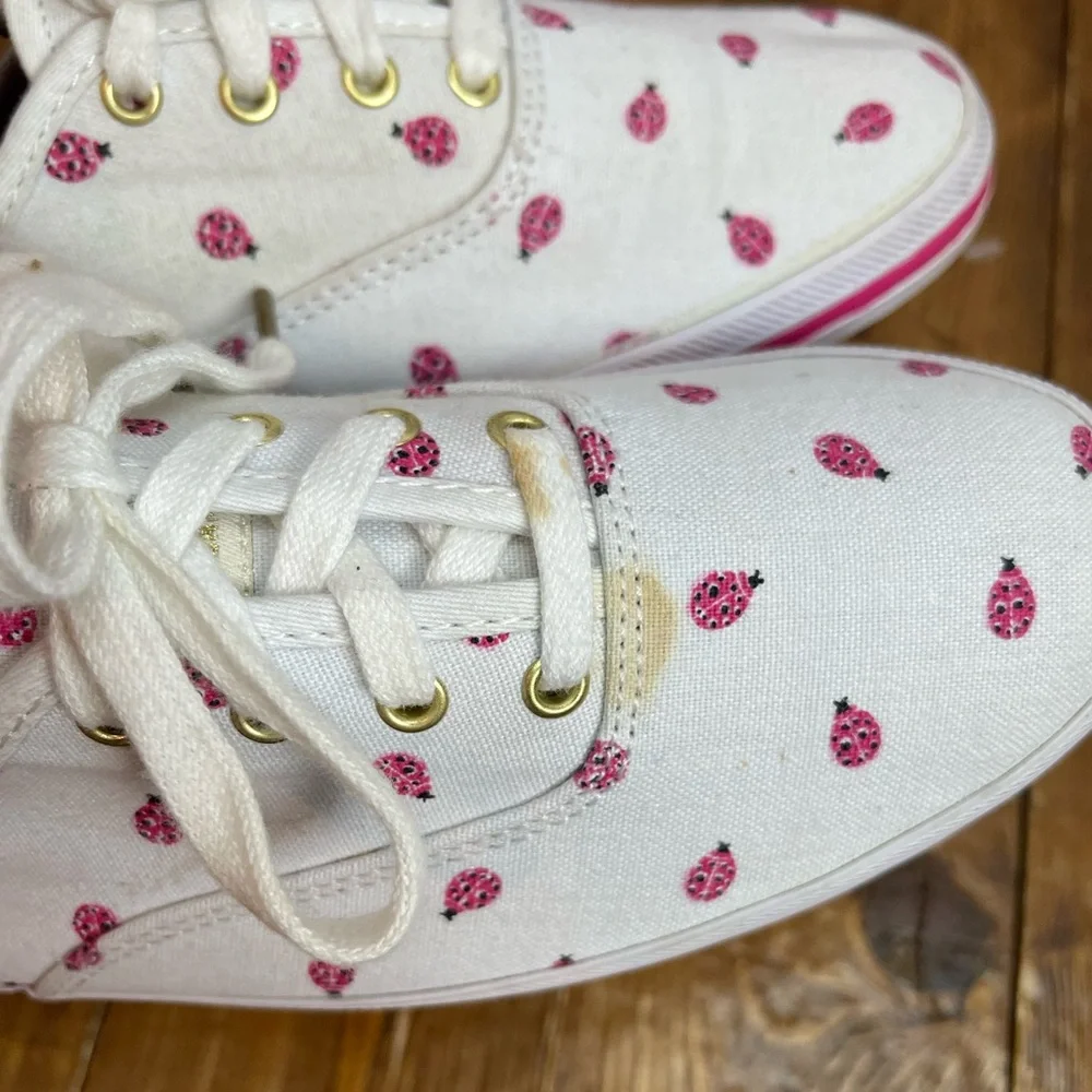 Keds x Kate Spade women’s size 7 white with pink lady bugs canvas shoes - Picture 8 of 10
